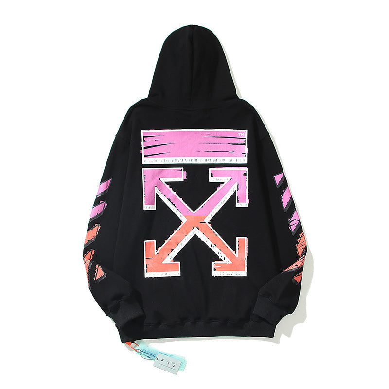 Off-White Black Pink-Purple Gradient Sketch Frame Hoodie
