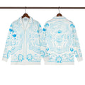 Casablanca Monogram Tile Silk-Style Shirt - Light Blue / White