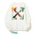 Off-White White Colorful Paint Splash Arrow Crewneck Sweatshirt