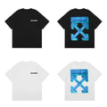 Off-White Blue Brushstroke Arrow Cross Print Short Sleeve T-Shirt
