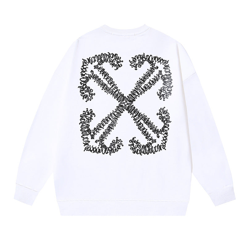 Off-White White Dense Graffiti Typography Arrow Crewneck Sweatshirt