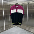 Casablanca Colorblock Knit Polo Shirt - Burgundy / White / Navy