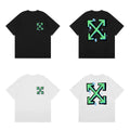 Off-White Neon Green Arrow Cross Print Short Sleeve T-Shirt