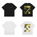 Off-White Gold Foil Arrow Cross Print Short Sleeve T-Shirt